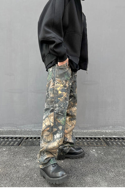 Jeans Hombre Patrón Camuflaje Árbol Corte Recto Oversize - Image 11