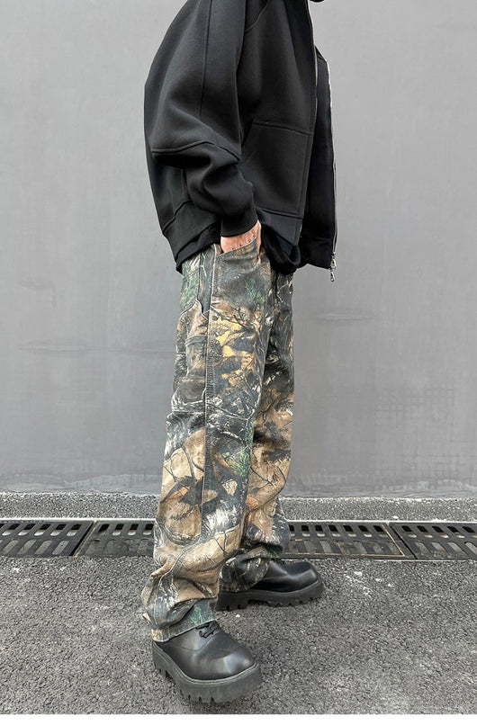 Jeans Hombre Patrón Camuflaje Árbol Corte Recto Oversize - Image 11