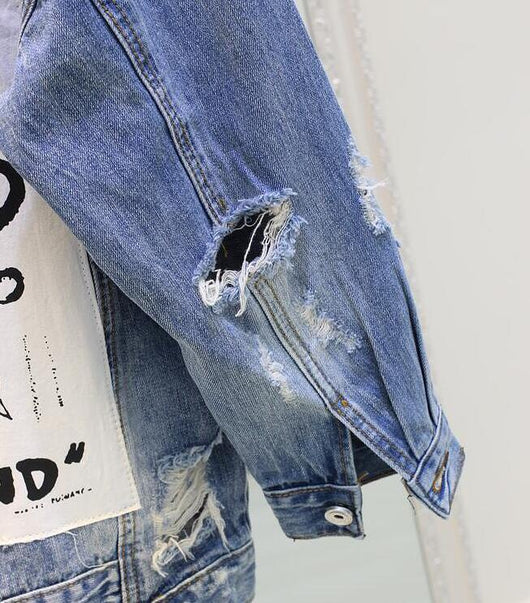 Chaqueta Denim Corta Desgarrada Estilo Urbano - Image 10