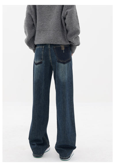 Pantalones Vaqueros Retro Azul Degradado Cintura Alta Rectos Casuales para Mujer - Image 16