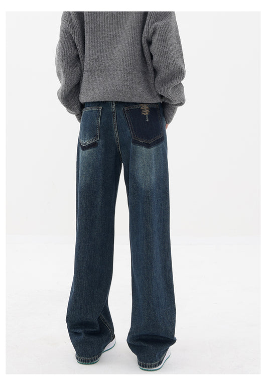 Pantalones Vaqueros Retro Azul Degradado Cintura Alta Rectos Casuales para Mujer - Image 16