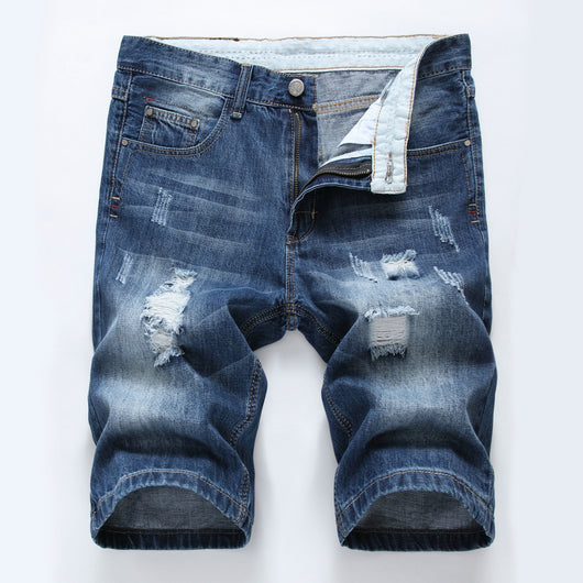 Shorts de Mezclilla Slim Ajustado con Rotos en Tono Claro - Image 7