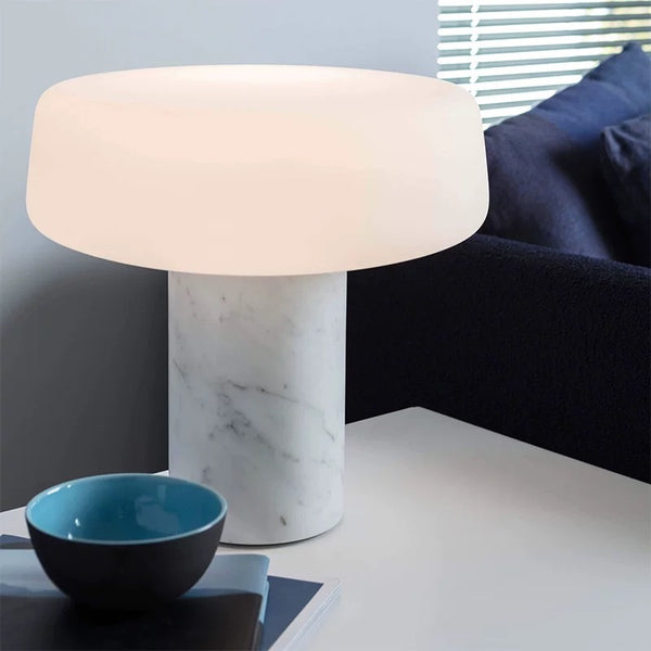 Lámpara de Mesita de Noche con Textura Mármol Natural