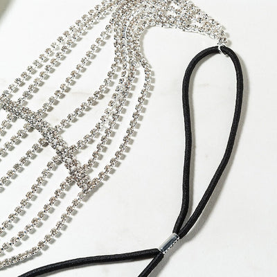 Diadema Elástica con Diamantes de Imitación - Cinco Filas de Brillantes - Image 8