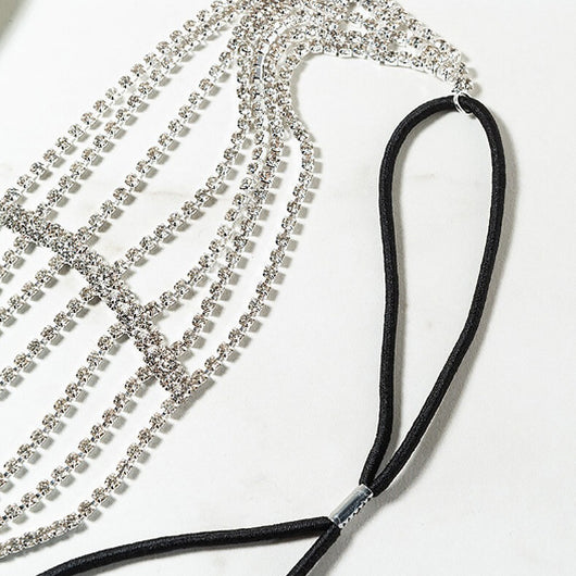 Diadema Elástica con Diamantes de Imitación - Cinco Filas de Brillantes - Image 8