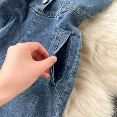 Pantalón Palazzo Denim de Cintura Alta con Top Tubo para Primavera y Verano - Image 10