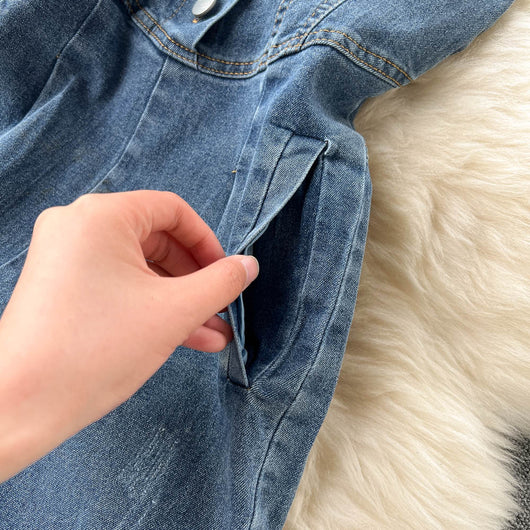 Pantalón Palazzo Denim de Cintura Alta con Top Tubo para Primavera y Verano - Image 10