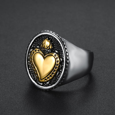 Anillo Sagrado Corazón de Jesús Acero Inoxidable para Hombre y Mujer - Joya Biker Punk con Cruz - Image 8