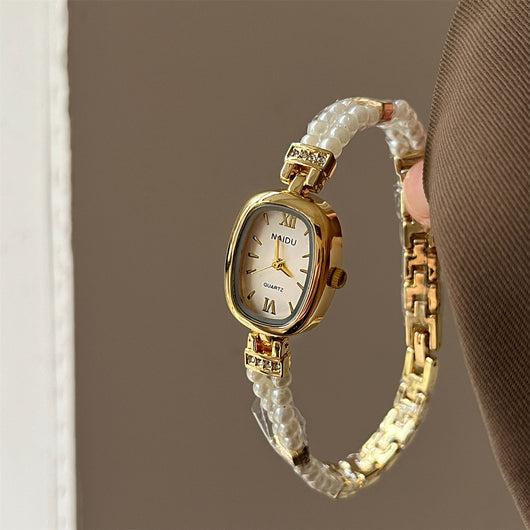 Reloj de Moda con Perla - Diseño Ovalado Minimalista para Mujer - Image 12