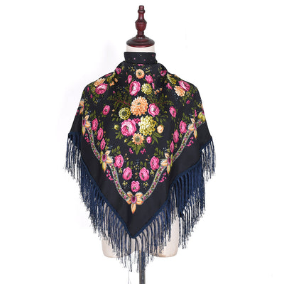 Pashmina Étnica con Flores Bordadas y Borlas - Image 9