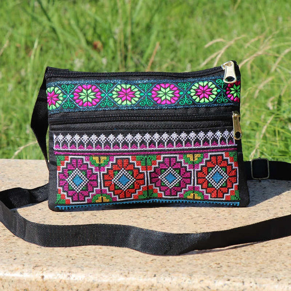 Bolsa Bandolera Doble Compartimento con Bordado Artesanal