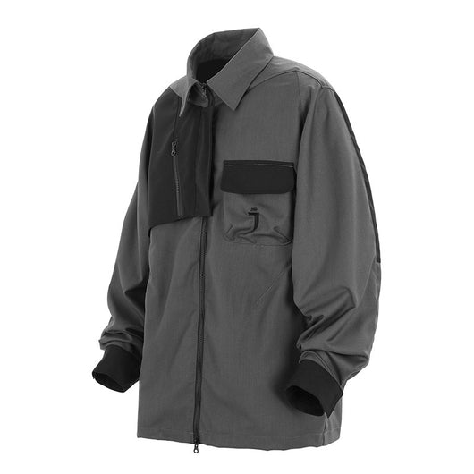 Chaqueta Polo Hombre Irregular con Empalmes - Suelta y Casual - Image 8
