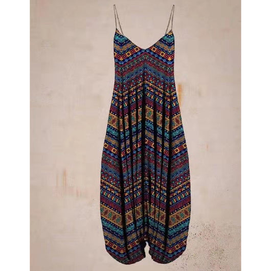 Jumpsuit Holgado con Estampado Étnico y Tirantes para Playa - Talla Plus - Image 2