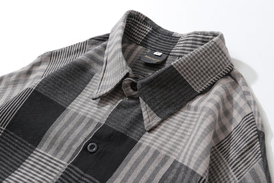Camisa Retro a Cuadros Suelta de Manga Larga para Hombre - Image 5