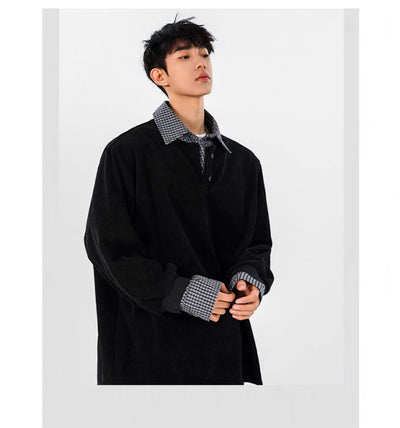 Suéter Patchwork con Cuello Falso de Dos Piezas para Hombre - Image 10