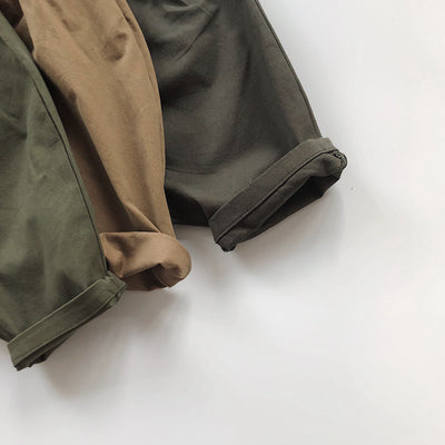 Pantalones Casuales Infantiles de Color Sólido con Cintura Elástica Estilo Literario - Image 23