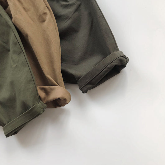 Pantalones Casuales Infantiles de Color Sólido con Cintura Elástica Estilo Literario - Image 23