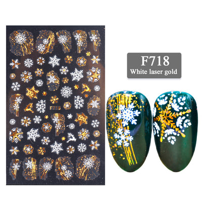 Stickers de Uñas 3D Serie Navideña - Diseño Láser Dorado Copo de Nieve - Image 18