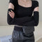 Suéter Tejido Cuello Cuadrado Mujer - Primavera Slim Fit Reductor