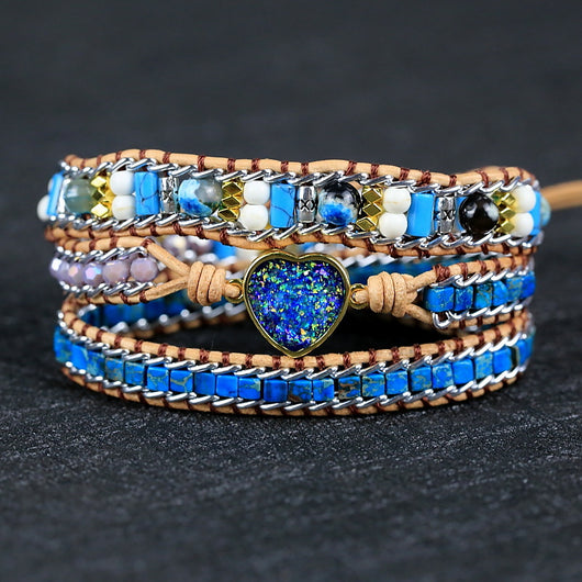 Pulseras Tejidas de Piedra Natural con Corazón de Durazno para Hombre y Mujer - Image 5