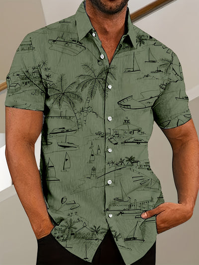 Camisa Manga Corta Hombre Estampado Floral 3D - Image 12