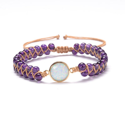 Pulsera Tejida a Mano con Amatista y Ópalo - Image 14