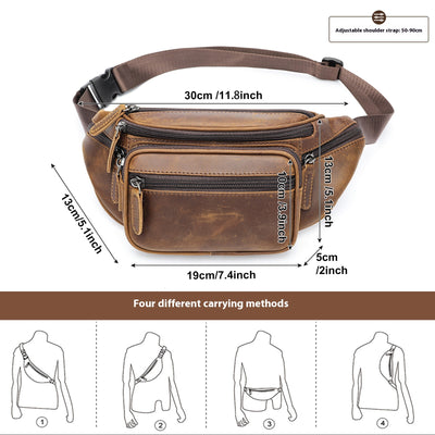 Bolsa de Cintura Retro en Cuero para Hombre - Image 8