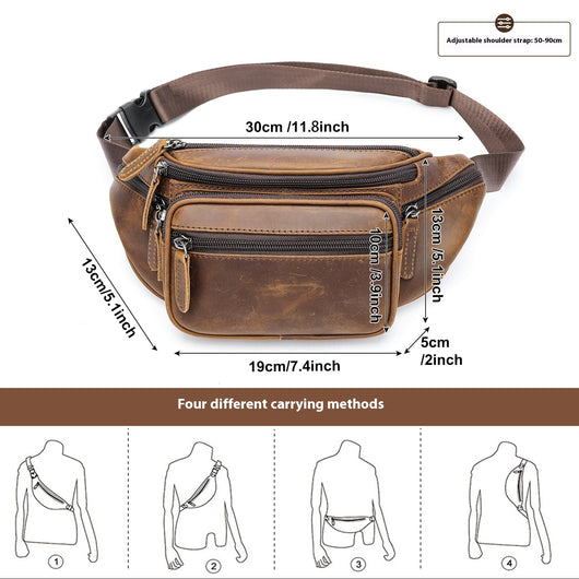 Bolsa de Cintura Retro en Cuero para Hombre - Image 8