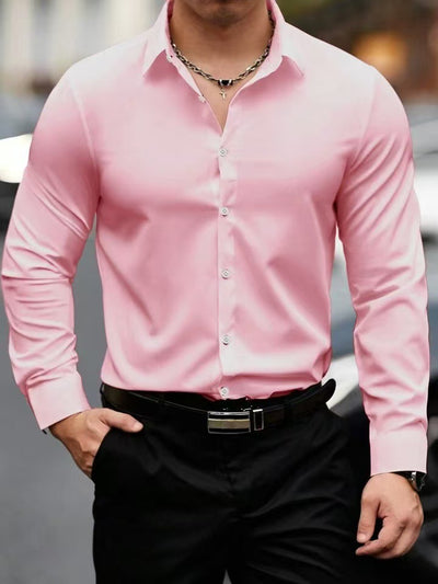 Camisa Ejecutiva de Manga Larga Color Sólido - Image 14