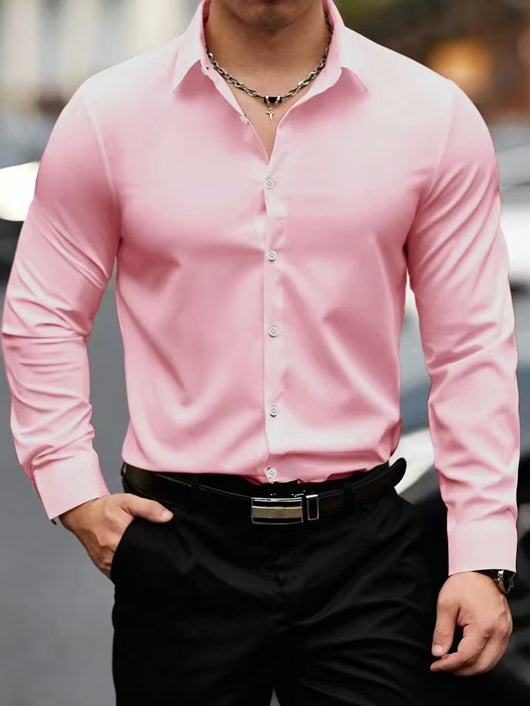 Camisa Ejecutiva de Manga Larga Color Sólido - Image 14