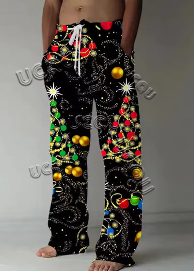 Pantalones Casuales Navideños con Estampado Santa Claus y Cintura Ajustable - Image 9