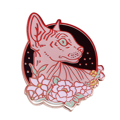 Broche Floral Gato sin Pelo - Adorable Pin de Moda - Image 2