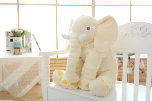 Pink 60cm and yellow 40cm elephant plush dolls, soft comfort pillows for babies and kids. - Image 92
