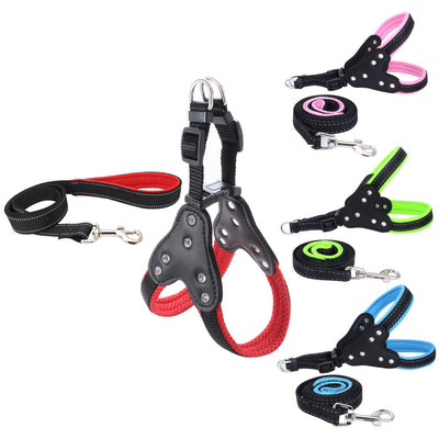 Arnés Reflectante de Malla Transpirable con Cuerda de Agarre para Perros - Diseño Chaleco Brillante con Cristales