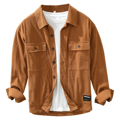 Camisa de Trabajo Estilo Japonés Textura Waffle Manga Larga - Image 4