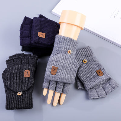 Guantes sin Dedos de Lana Tejida para Invierno Hombre - Image 12