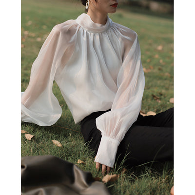 Blusa Tipo Western con Protección Solar y Lazo de Gasa para Mujer - Image 5