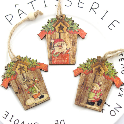 Adorno Navideño de Madera - Casa Creativa con Reno y Papá Noel - Image 7