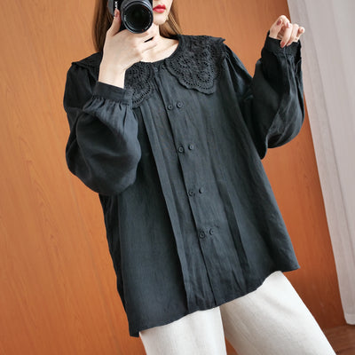 Blusa Elegante con Cuello de Encaje, Doble Botonadura y Mangas Largas - Image 13