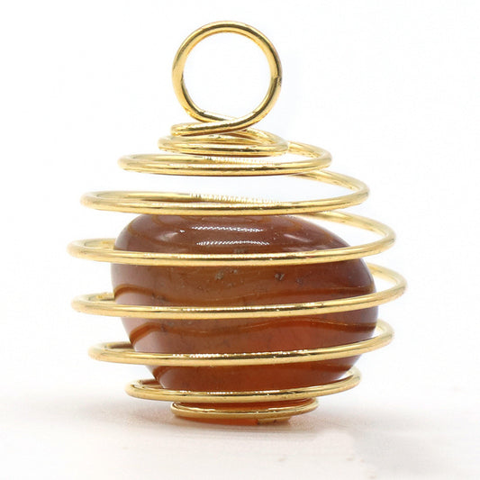 Ágata de Cristal Natural con Enrollado de Cobre
