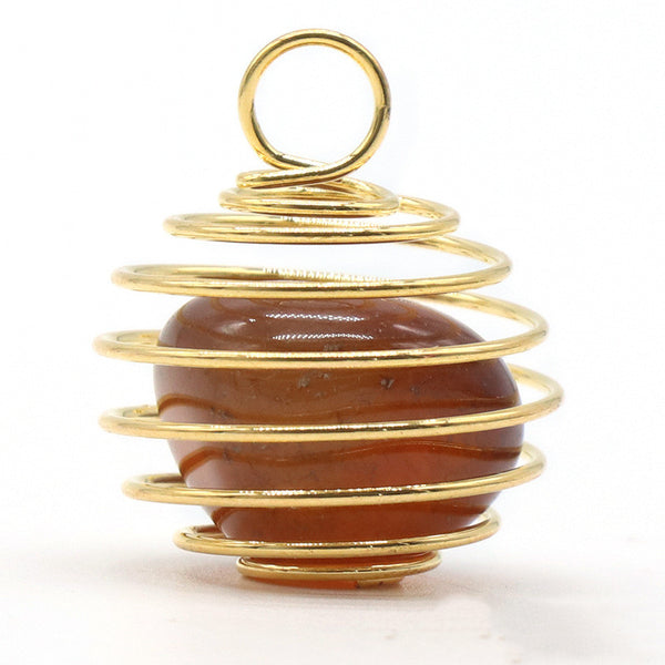 Ágata de Cristal Natural con Enrollado de Cobre