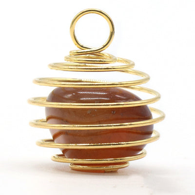 Ágata de Cristal Natural con Enrollado de Cobre