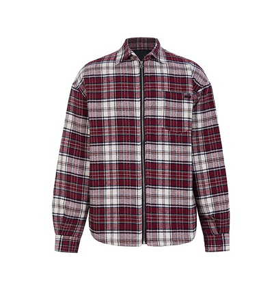 Chaqueta Camisa Cuadros Rojo Retro para Hombre - Casual Primavera con Cierre - Image 13