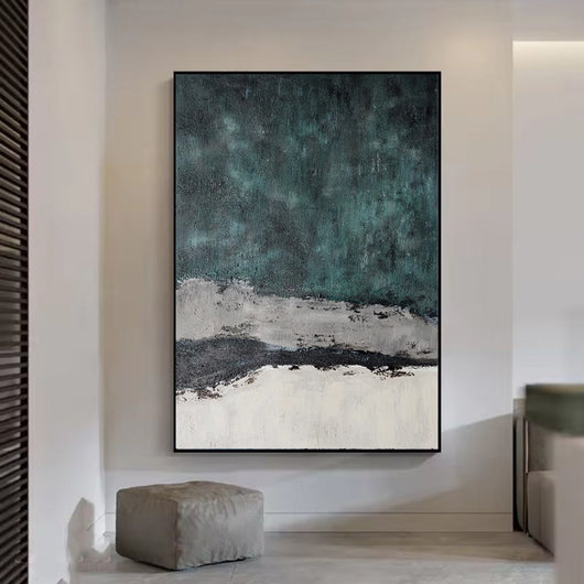 Cuadro Abstracto Texturizado Verde Wabi-sabi Decoración Moderna para Sala de Estar - Image 3