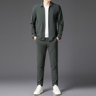 Conjunto de Dos Piezas para Hombre: Cardigan con Cierre y Pantalones Trendy Otoño - Image 7