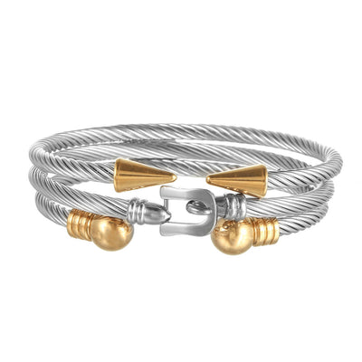 Pulsera de Acero Titanio Estilo Punk con Diseño Romano - Image 42