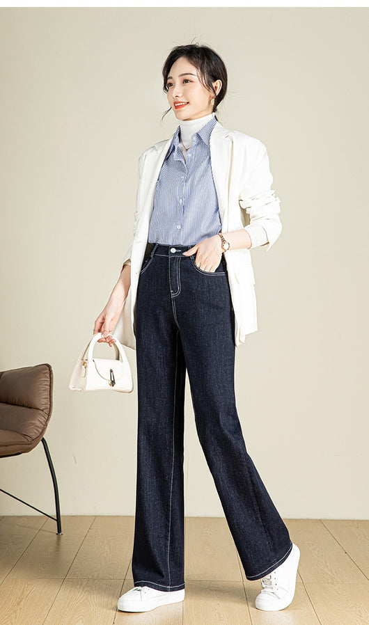 Pantalón Denim Cintura Alta Stretch Pierna Ancha - Image 14