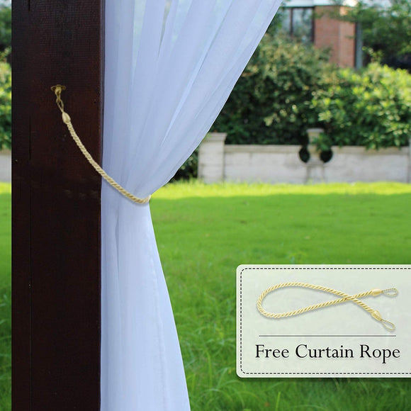 Waterproof Outdoor Shade Curtain for Terrace and Balcony - White Mesh