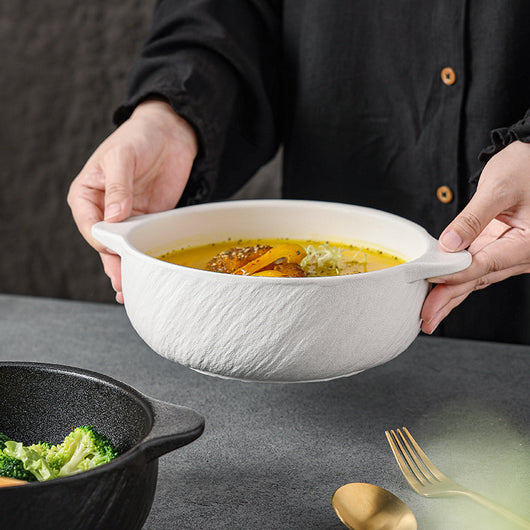 Tazón Minimalista para Fideos Instantáneos con Diseño Binaural Japonés