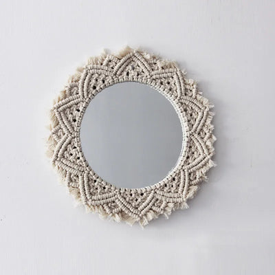 Espejo Decorativo Escandinavo Girasol - Tapiz Hecho a Mano con Anillo de Cosmético - Image 15